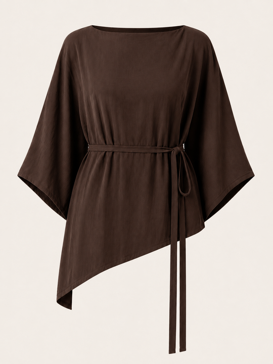 The Luxe Arc Blouse - Cacao Noir