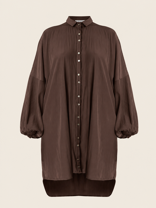 The Luxe Draper Shirt - Cacao Noir