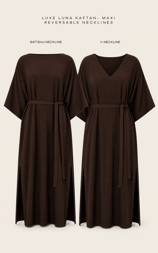 The Luxe Luna Maxi Kaftan - Cacao Noir