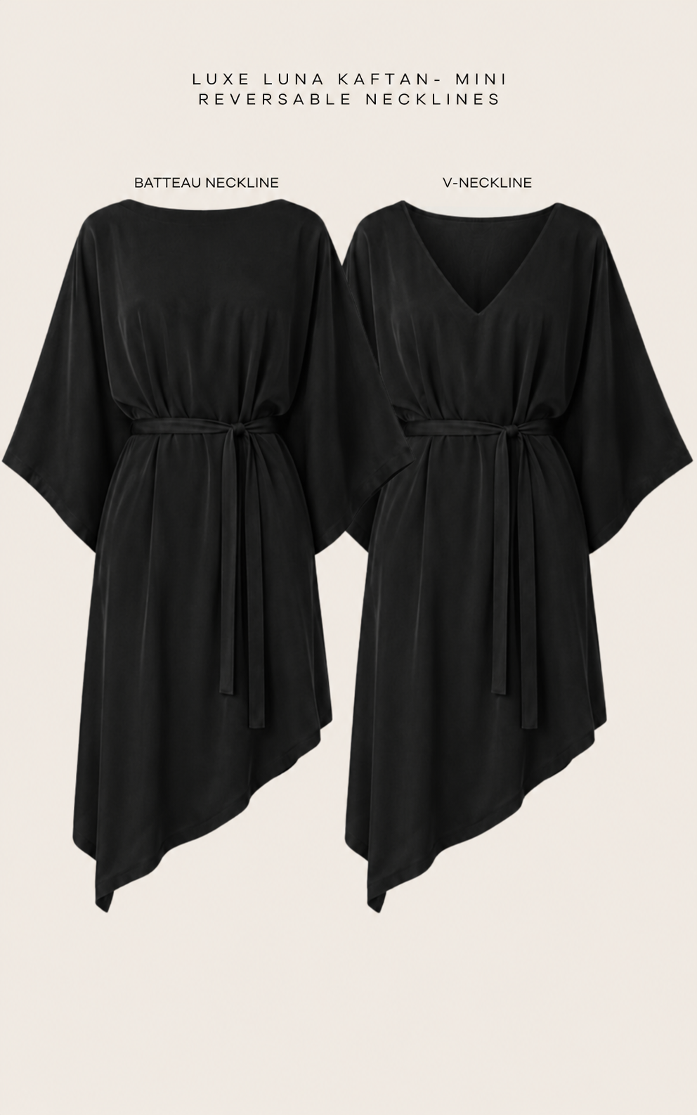 The Luxe Luna Mini Kaftan - Black