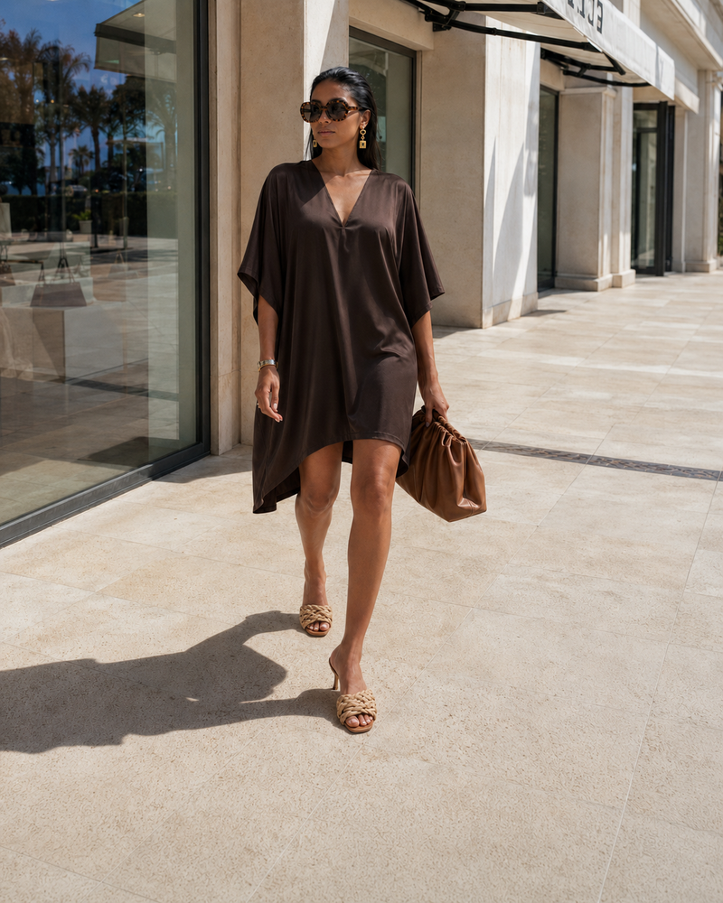 The Luxe Luna Mini Kaftan - Cacao Noir