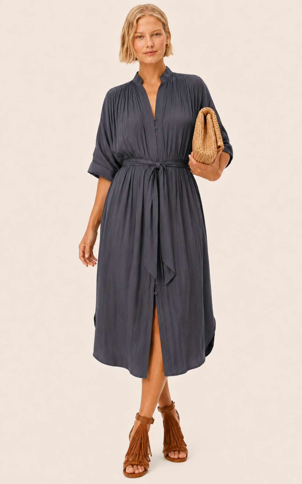 The Multiwear Shirt Dress - Skyfall Grey, Midi