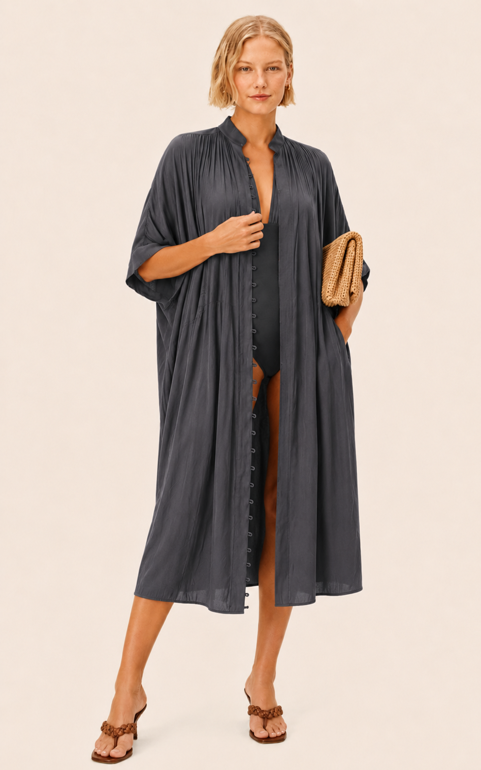 The Multiwear Shirt Dress - Skyfall Grey, Midi