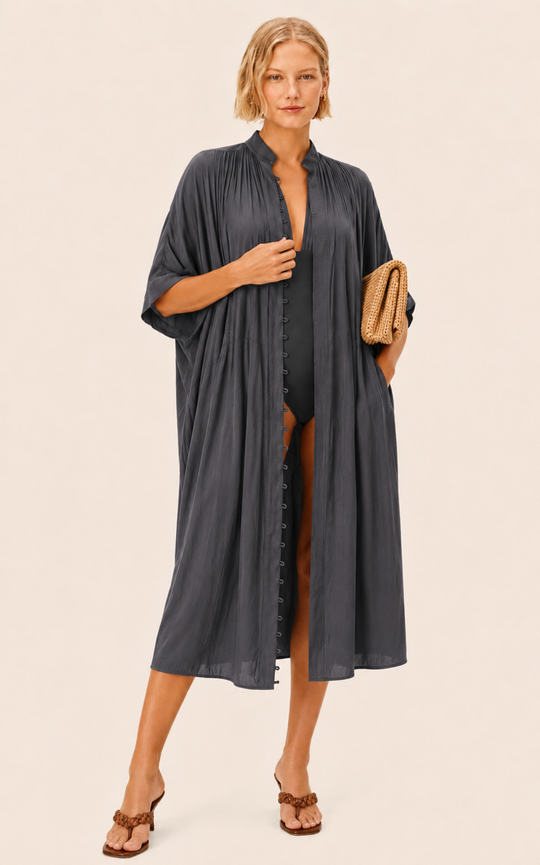 The Multiwear Shirt Dress - Skyfall Grey, Midi