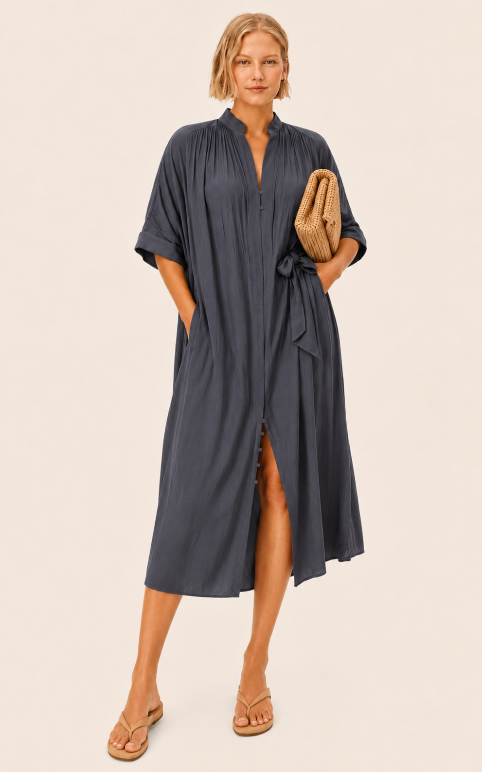 The Multiwear Shirt Dress - Skyfall Grey, Midi