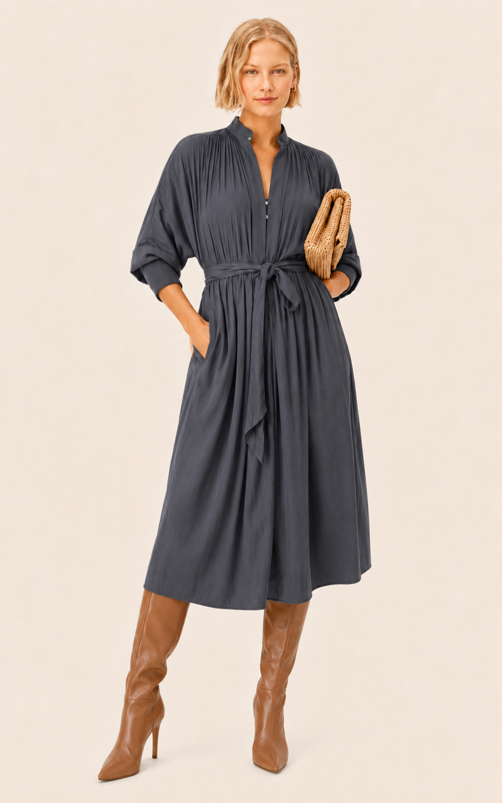 The Multiwear Shirt Dress - Skyfall Grey, Midi