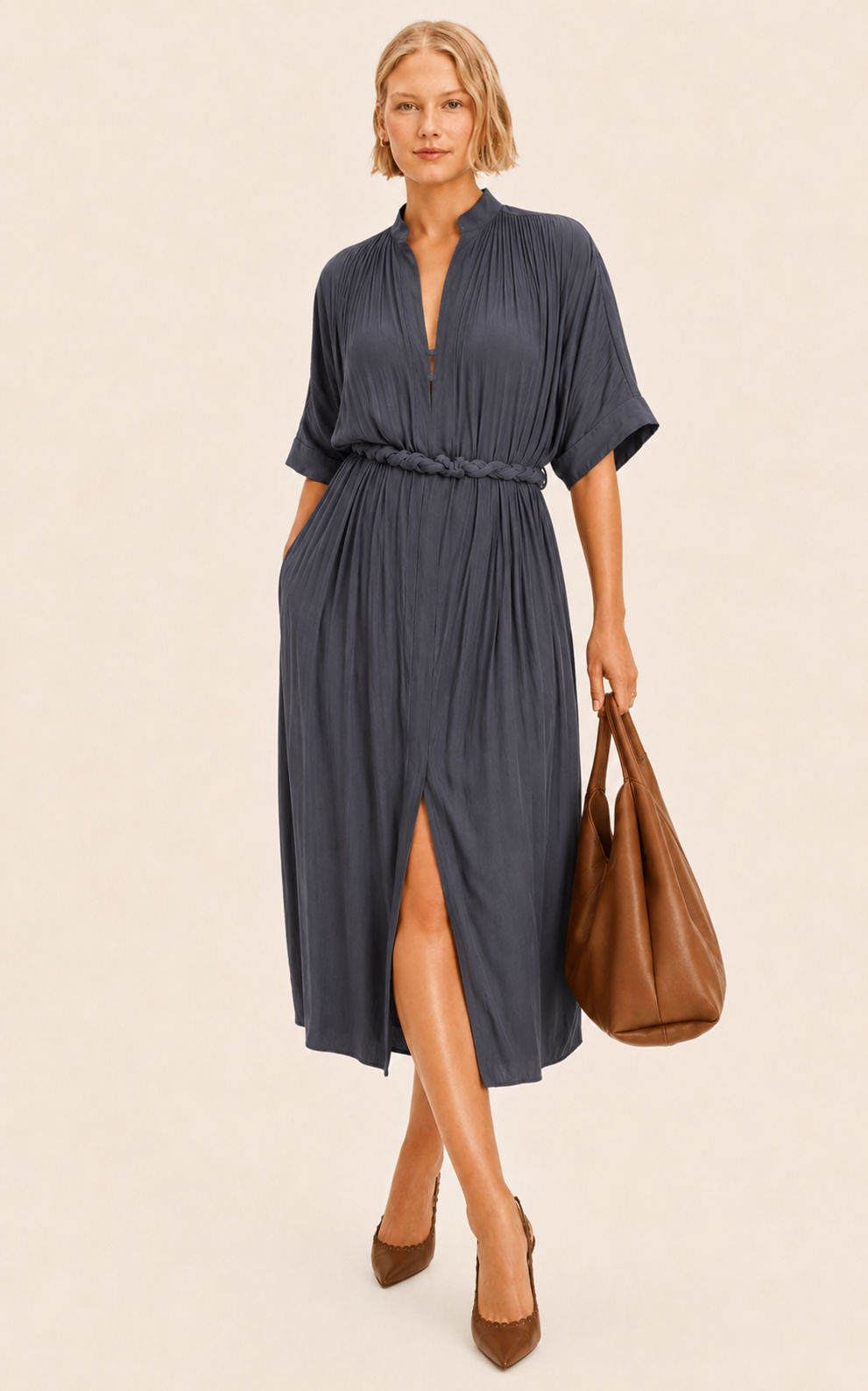 The Multiwear Shirt Dress - Skyfall Grey, Midi