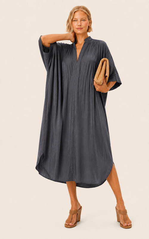 The Multiwear Shirt Dress - Skyfall Grey, Midi