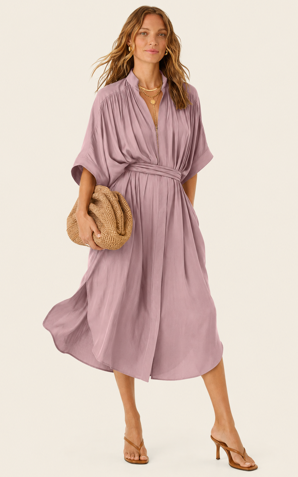 The Multiwear Shirt Dress - Mauve Maxime #9, Midi