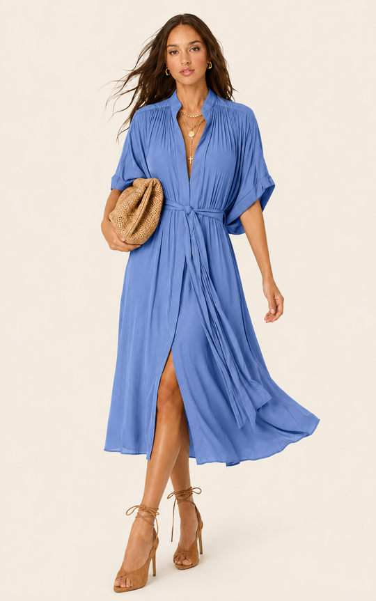 The Multiwear Shirt Dress - Cornflower, Midi