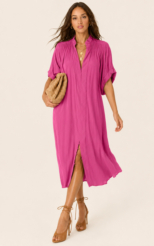 The Multiwear Shirt Dress - Peony Parfait, Midi