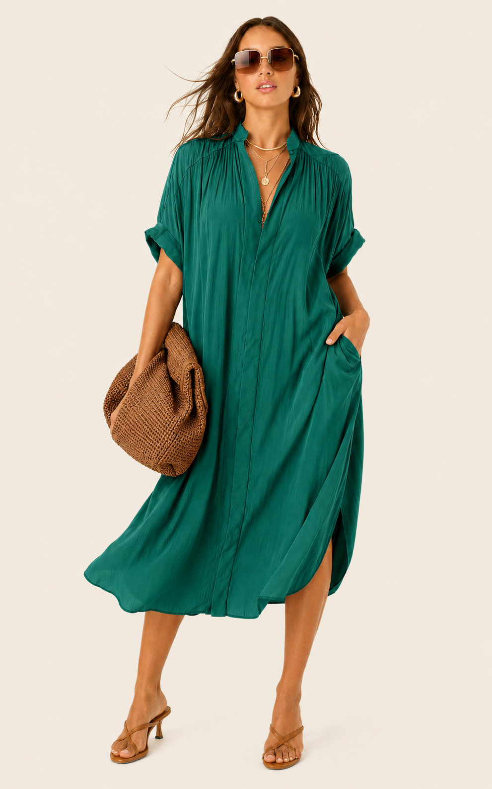 The Multiwear Shirt Dress - Juniper, Midi