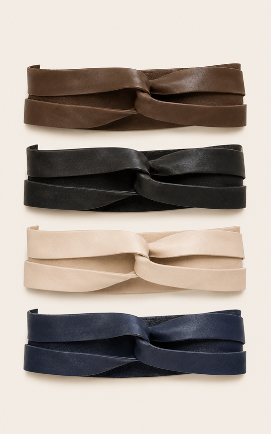 The Luxe Leather Wrap Belt - Stone