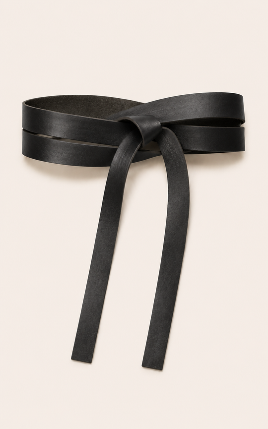 The Luxe Leather Wrap Belt - Black