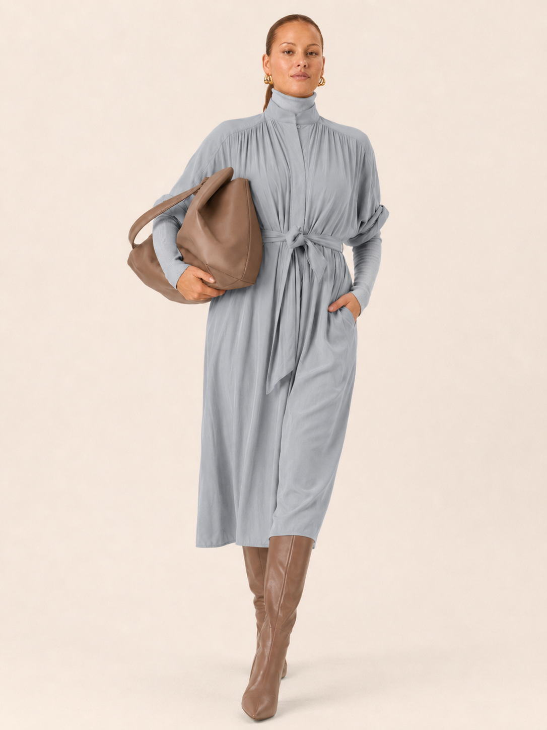 grey midi shirt dress The Multiwear Shirt Dress