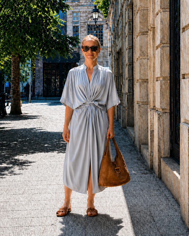 The Multiwear Shirt Dress - Moondust Grey, Midi