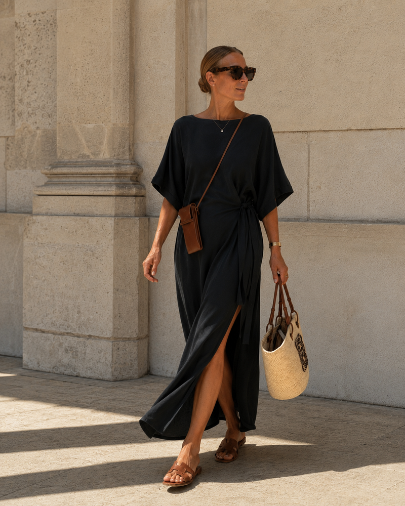 The Luxe Luna Maxi Kaftan - Black