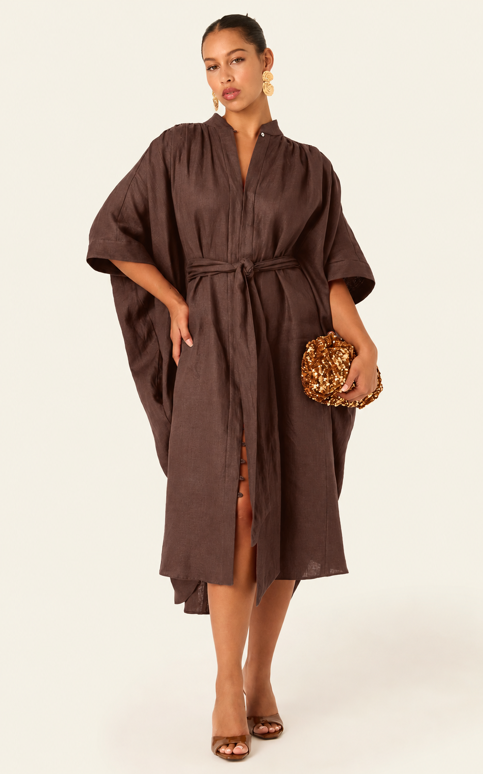The Multiwear Shirt Dress - Cacao Noir Linen, Midi