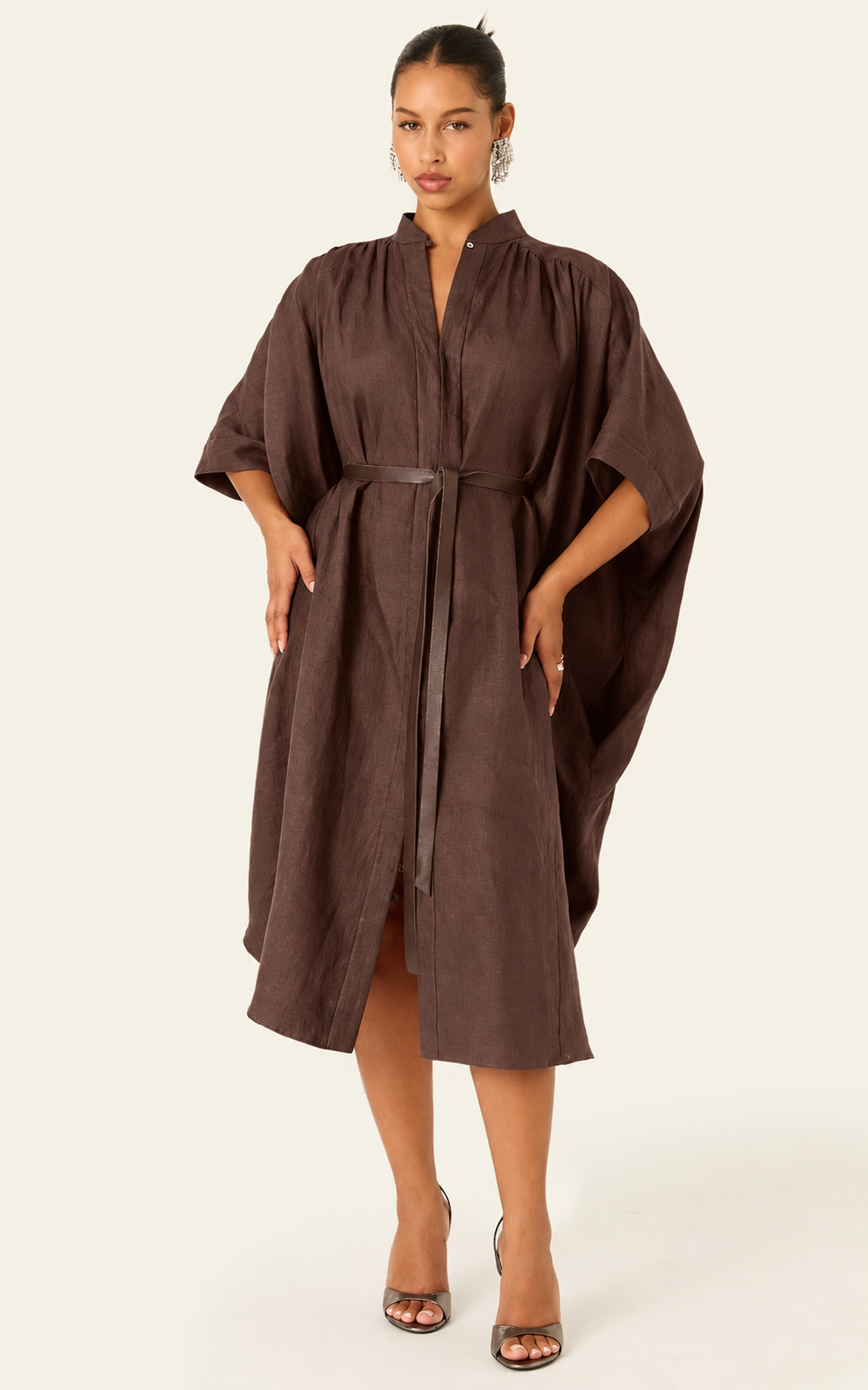 The Multiwear Shirt Dress - Cacao Noir Linen, Midi