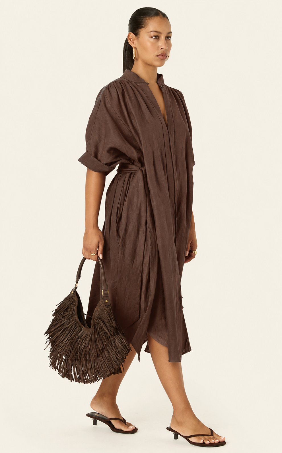 The Multiwear Shirt Dress - Cacao Noir Linen, Midi