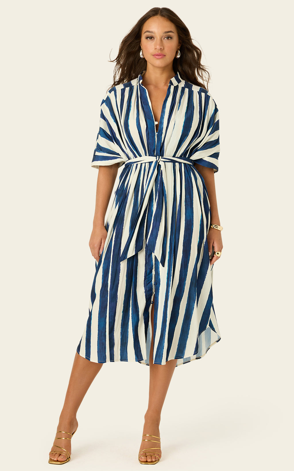 The Multiwear Shirt Dress - Shibori Stripe, Midi