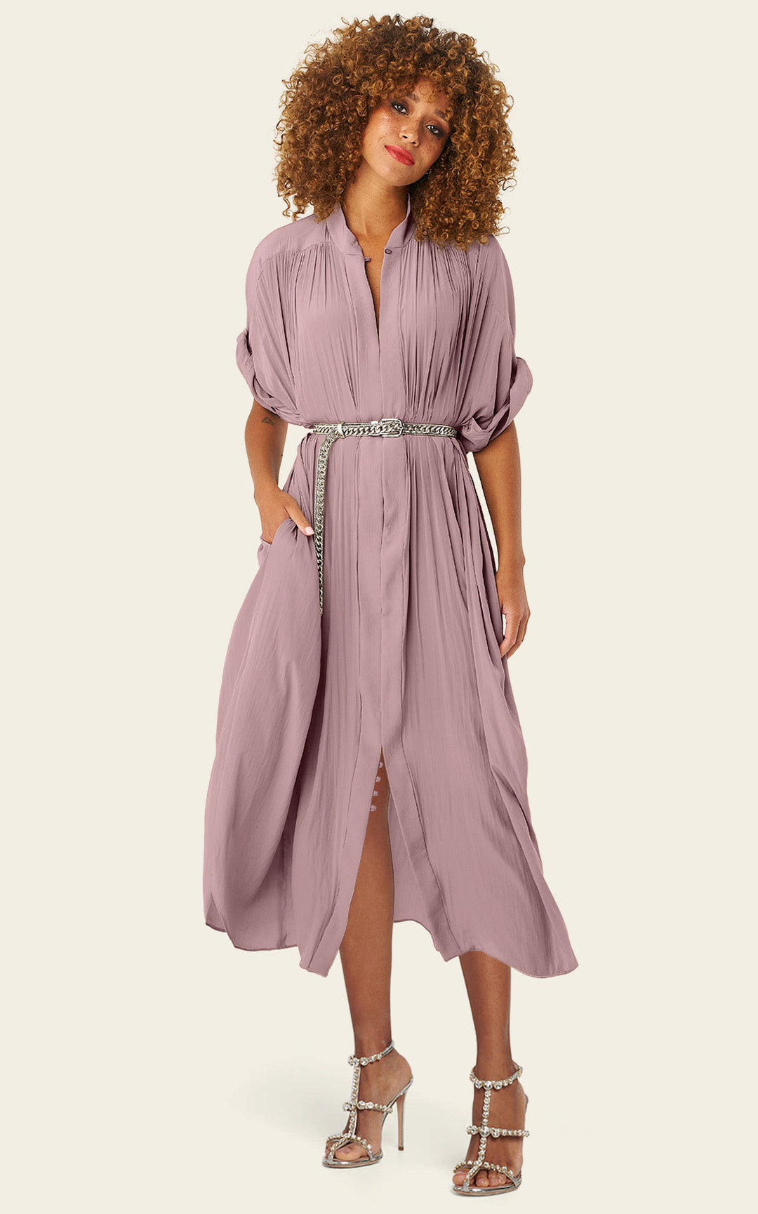 The Multiwear Shirt Dress - Mauve Maxime #9, Midi