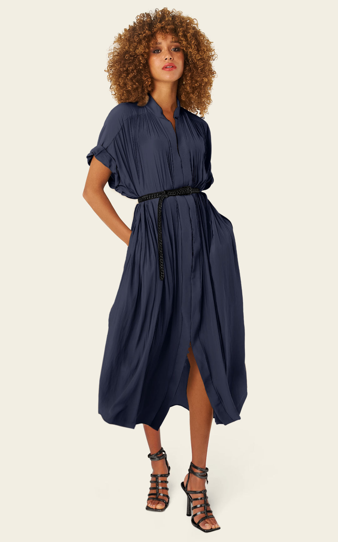 The Multiwear Shirt Dress - Night Sea, Midi