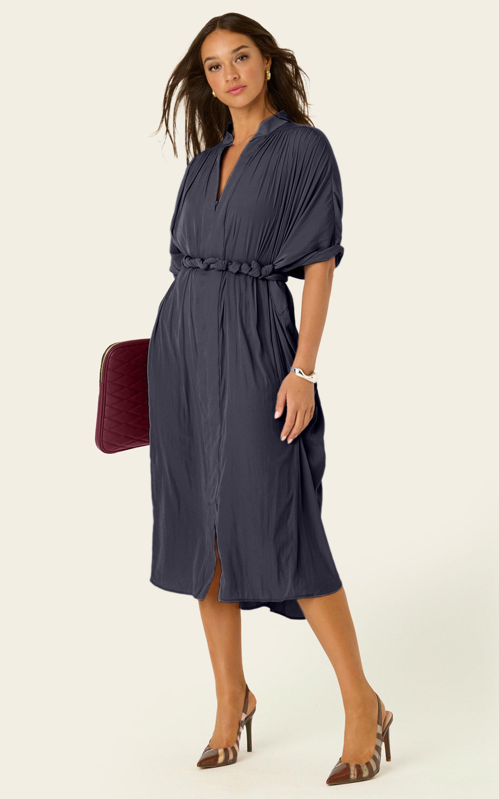 The Multiwear Shirt Dress - Skyfall Grey, Midi