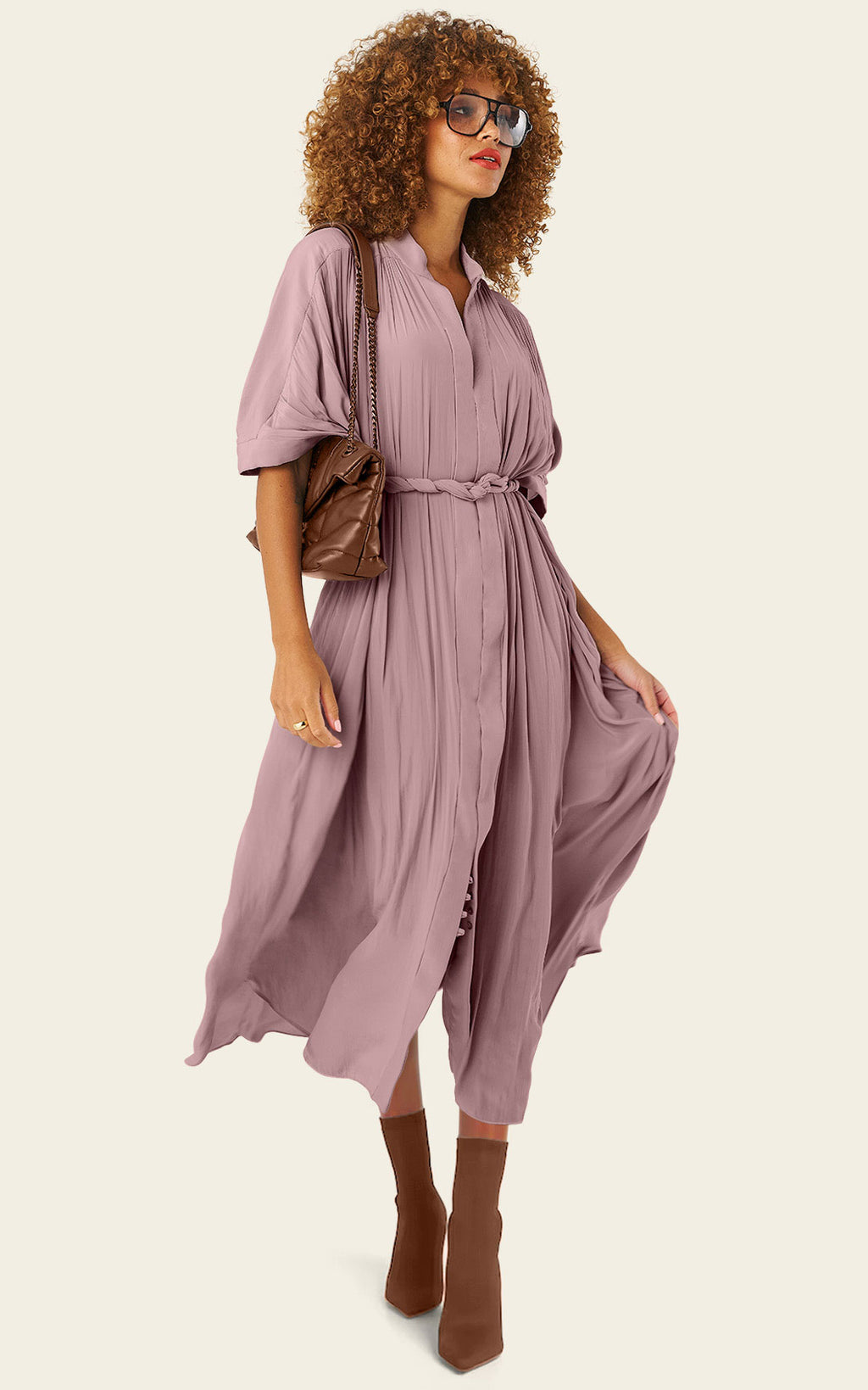 The Multiwear Shirt Dress - Mauve Maxime #9, Grande