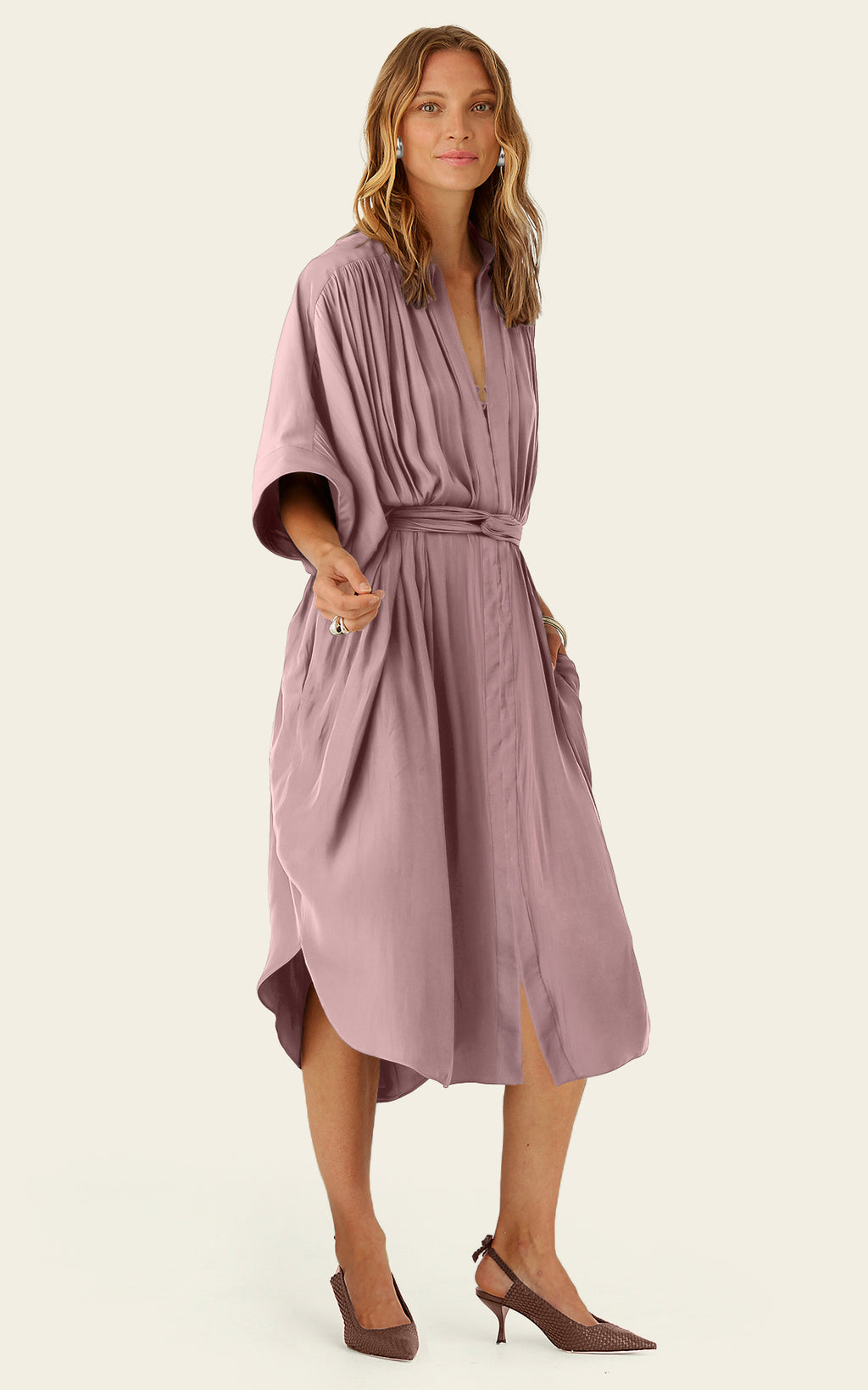 The Multiwear Shirt Dress - Mauve Maxime #9, Midi