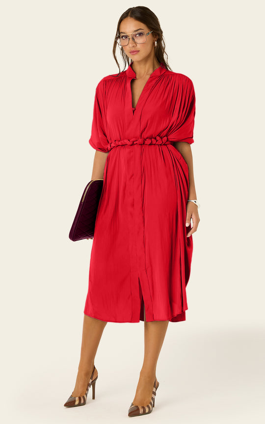 The Multiwear Shirt Dress - Rouge Délice, Petite