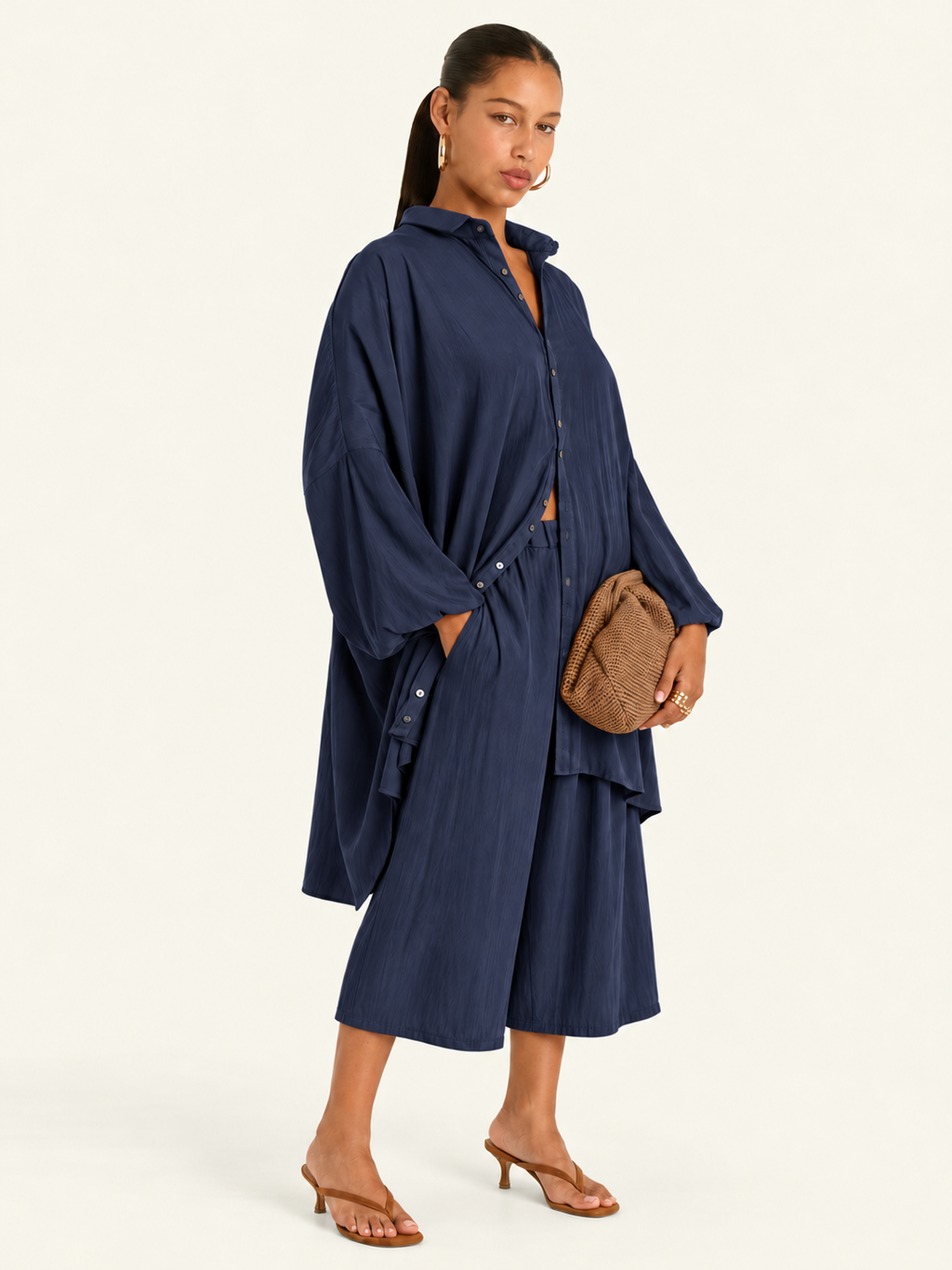 The Luxe Culotte Short - Night Sea