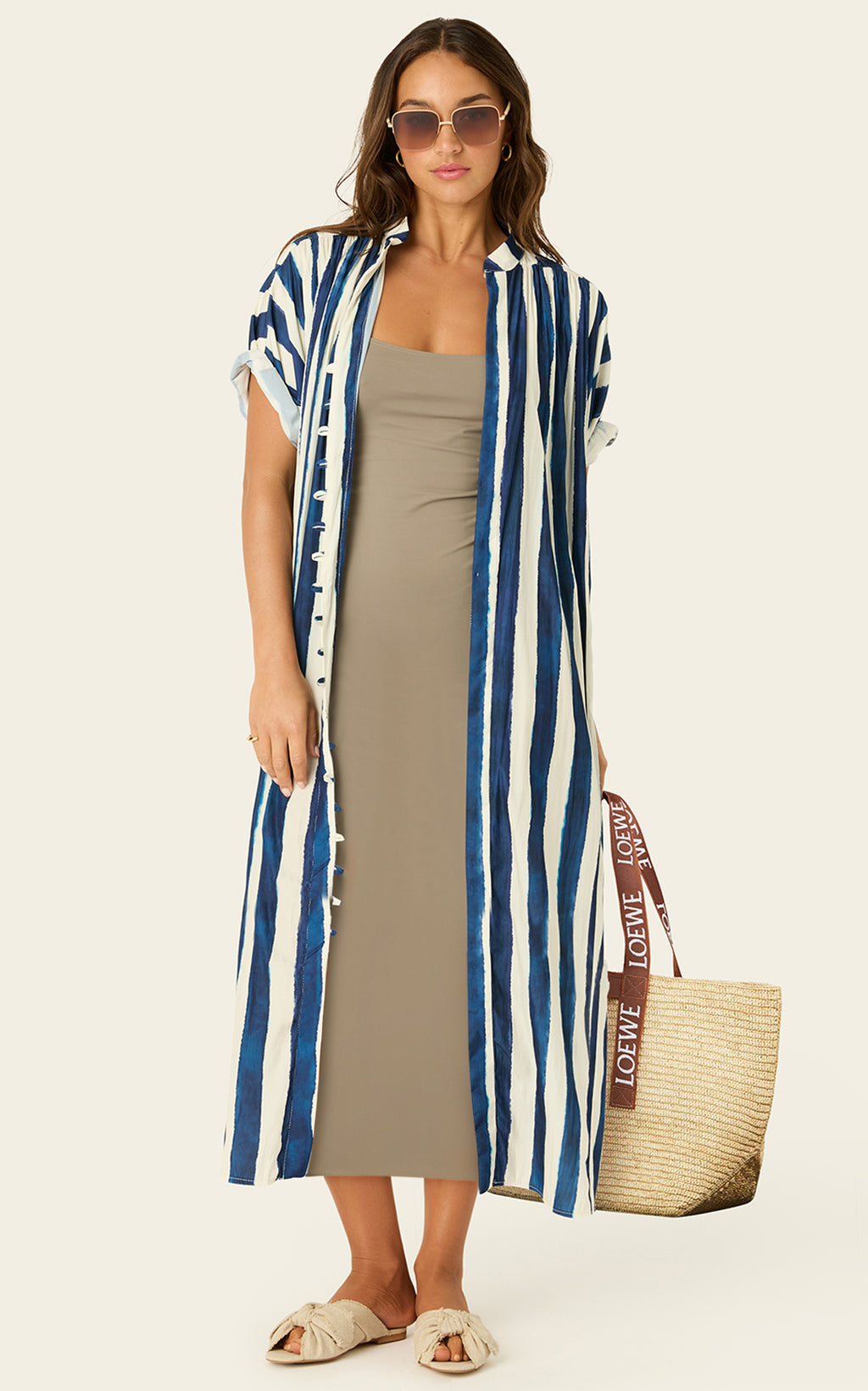 The Multiwear Shirt Dress - Shibori Stripe, Grande