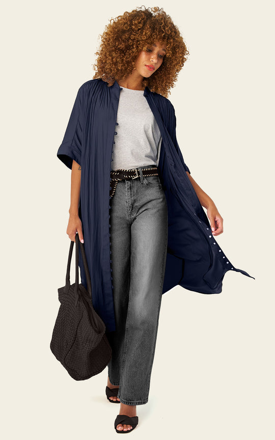 The Multiwear Shirt Dress - Night Sea, Petite