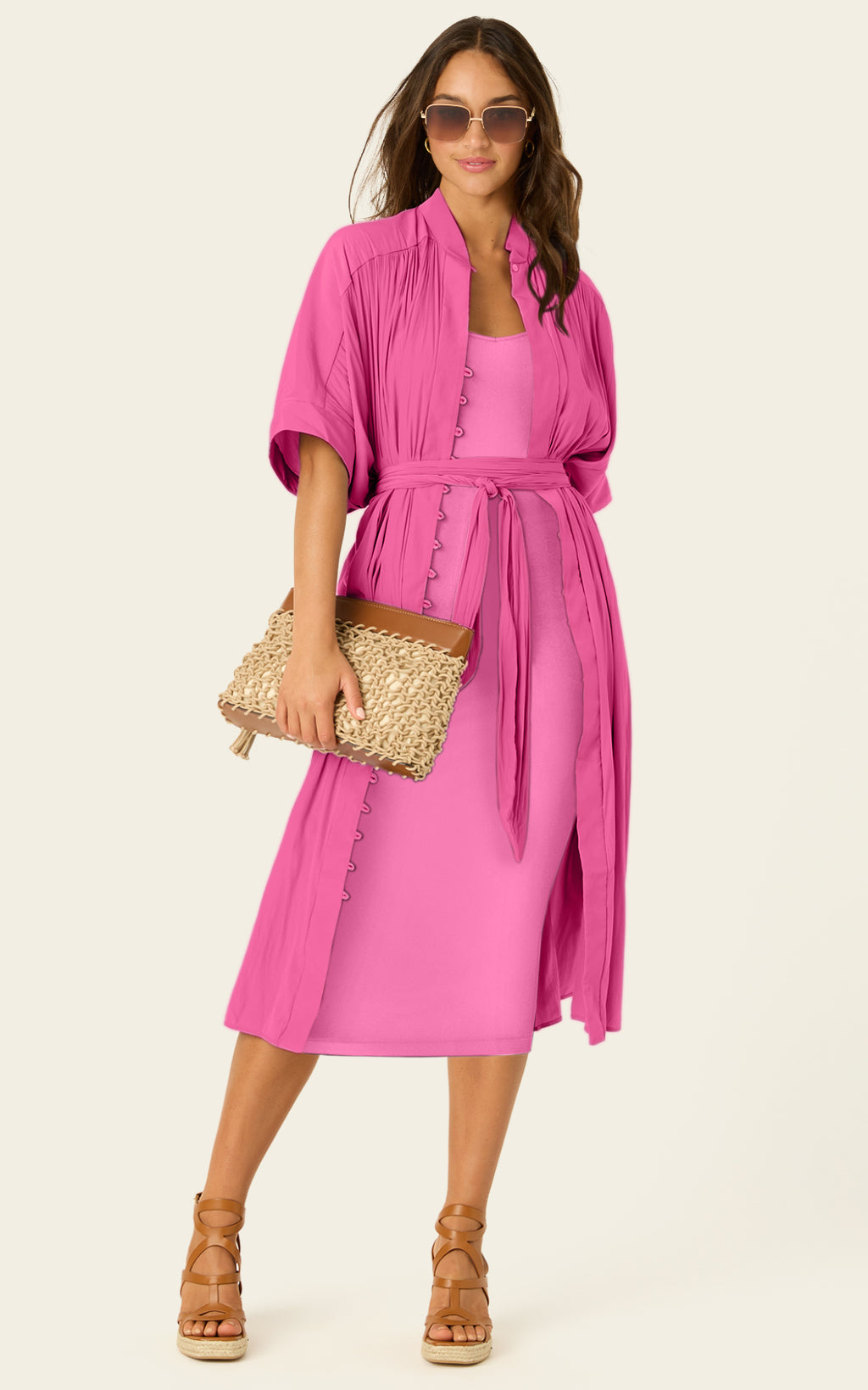 The Multiwear Shirt Dress - Peony Parfait, Petite