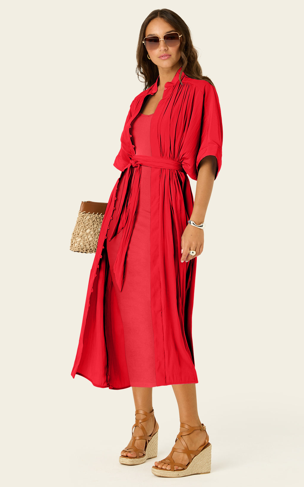 The Multiwear Shirt Dress - Rouge Délice, Grande