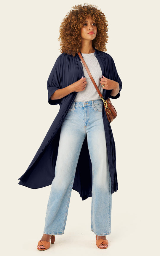 The Multiwear Shirt Dress - Night Sea, Midi