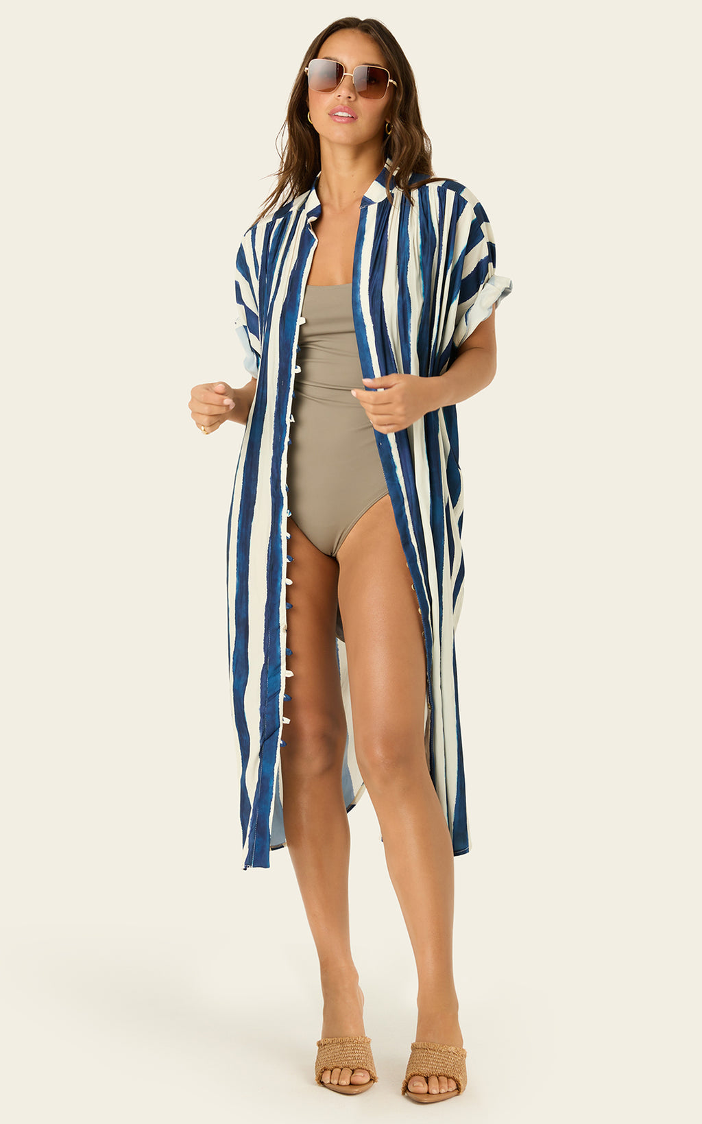 The Multiwear Shirt Dress - Shibori Stripe, Midi