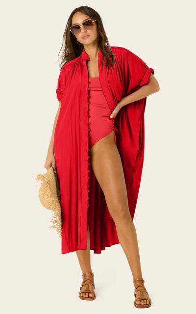 The Multiwear Shirt Dress - Rouge Délice, Grande