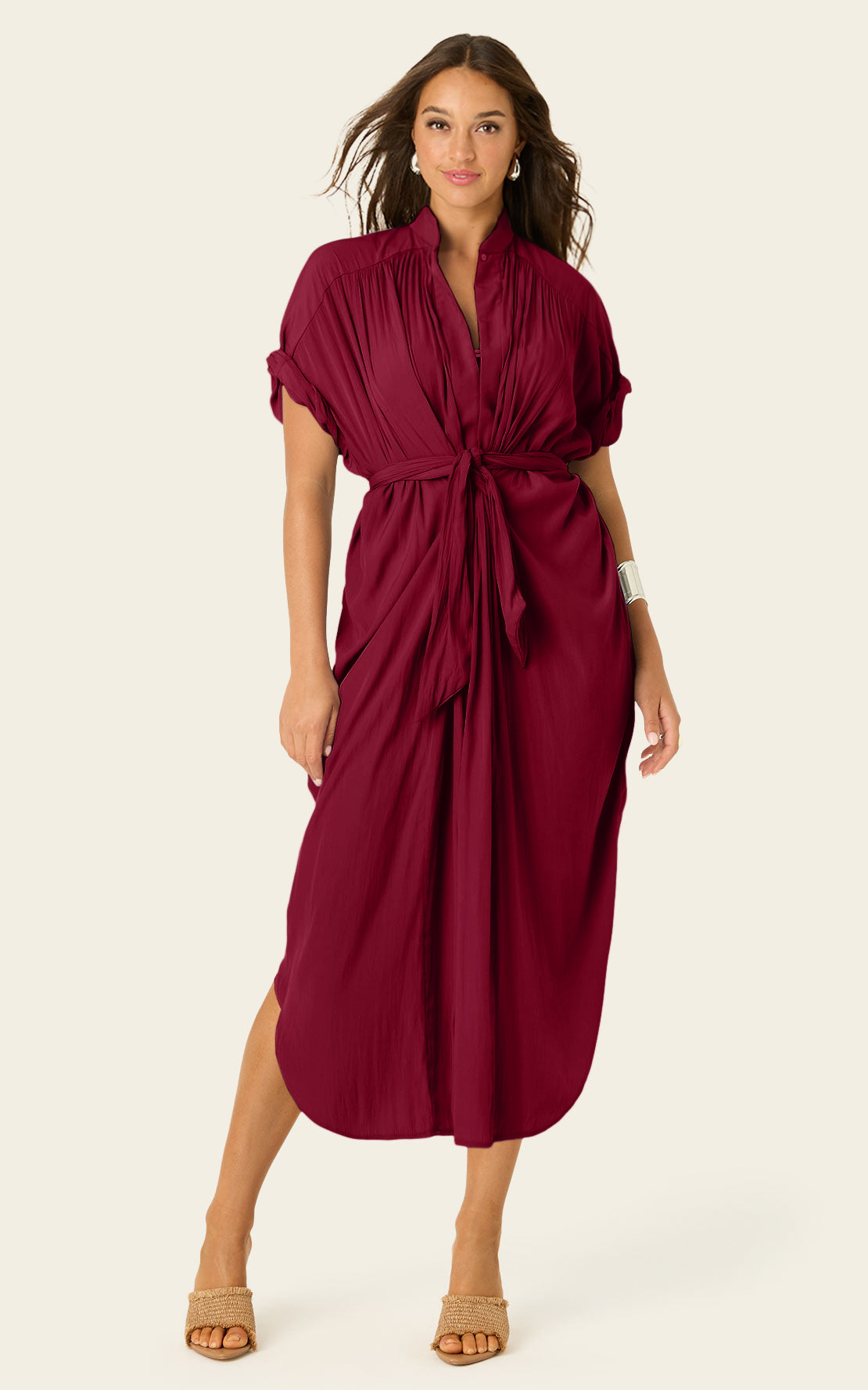 next berry shirt dress Casual Stroll V-Neck Oversized Shirt Dress (Berry Red) Stylish Diva Boutique