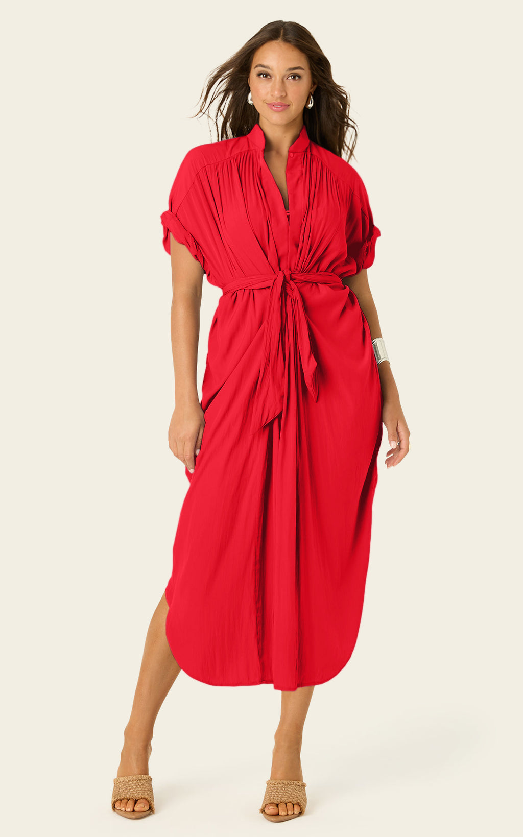 The Multiwear Shirt Dress - Rouge Délice, Grande