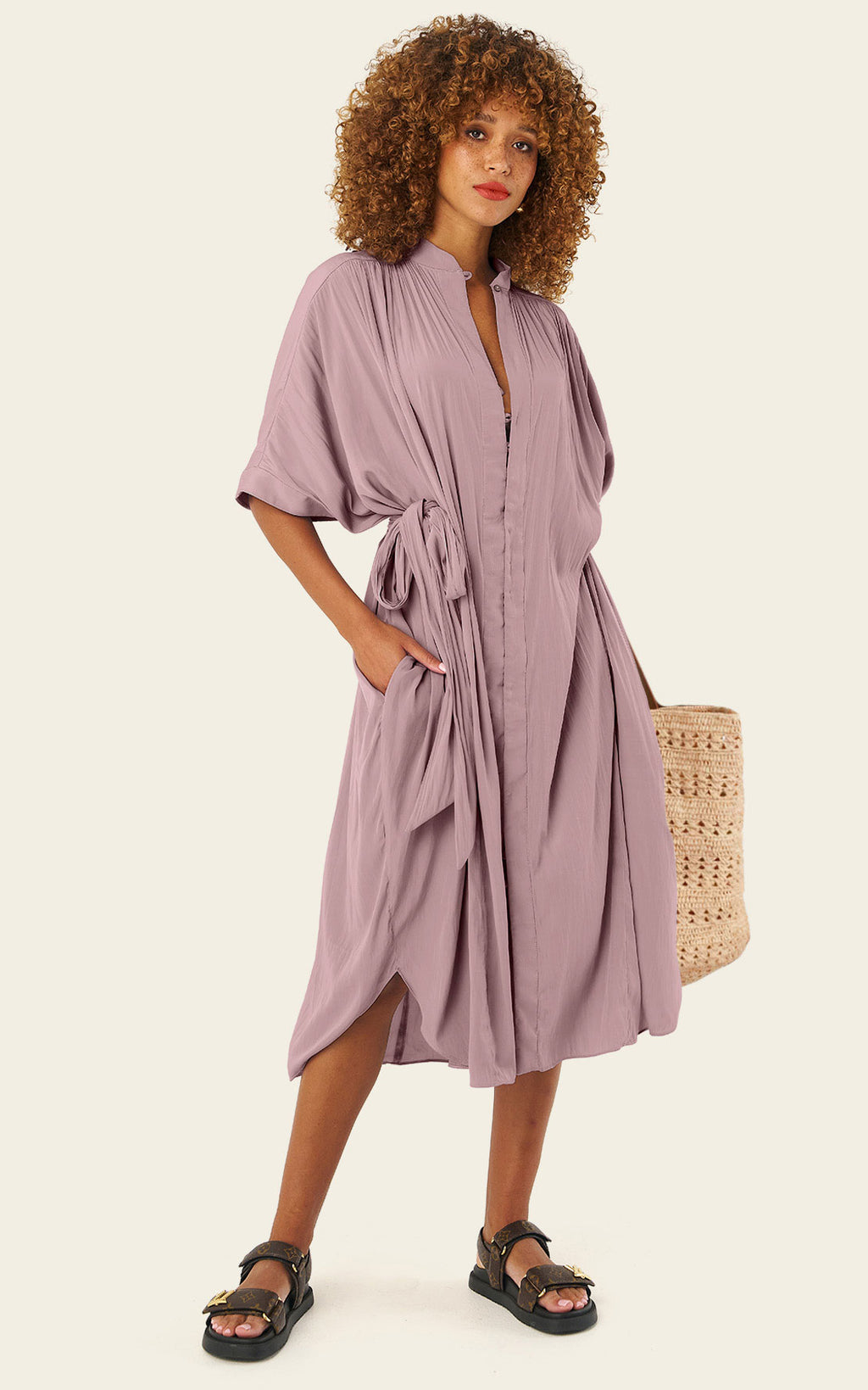 The Multiwear Shirt Dress - Mauve Maxime #9, Midi
