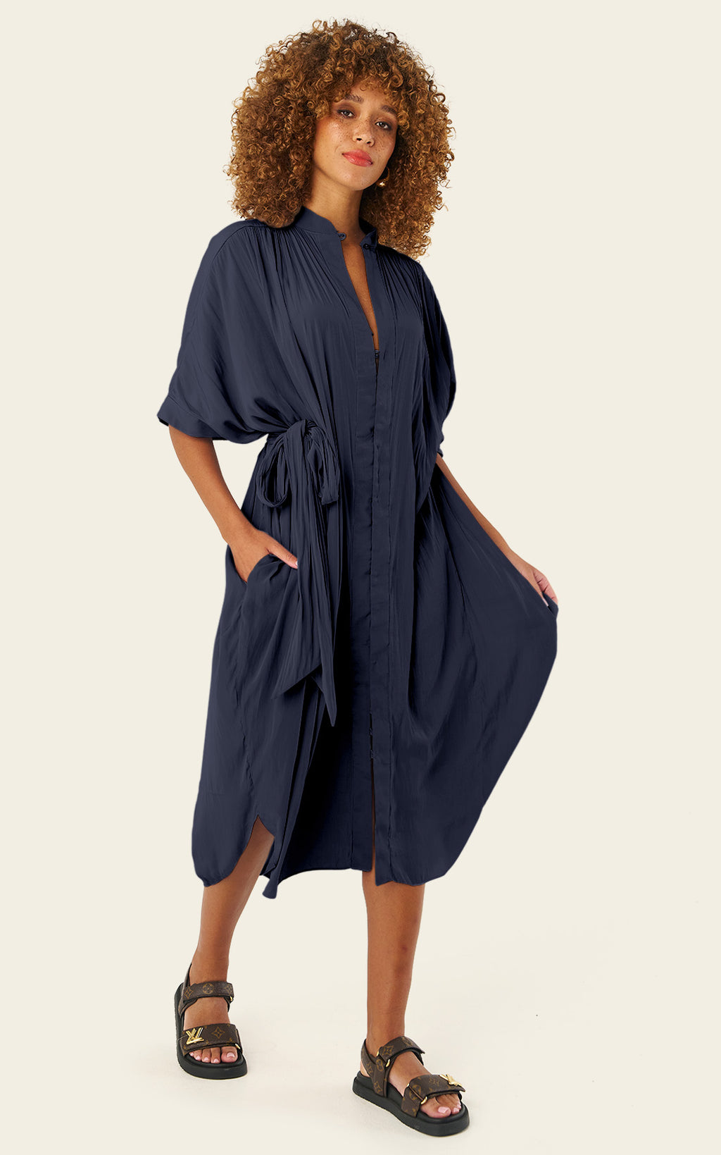 The Multiwear Shirt Dress - Night Sea, Midi