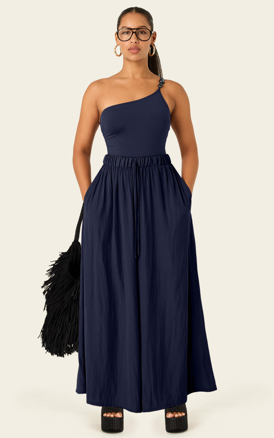 The Luxe Palazzo Pant - Night Sea