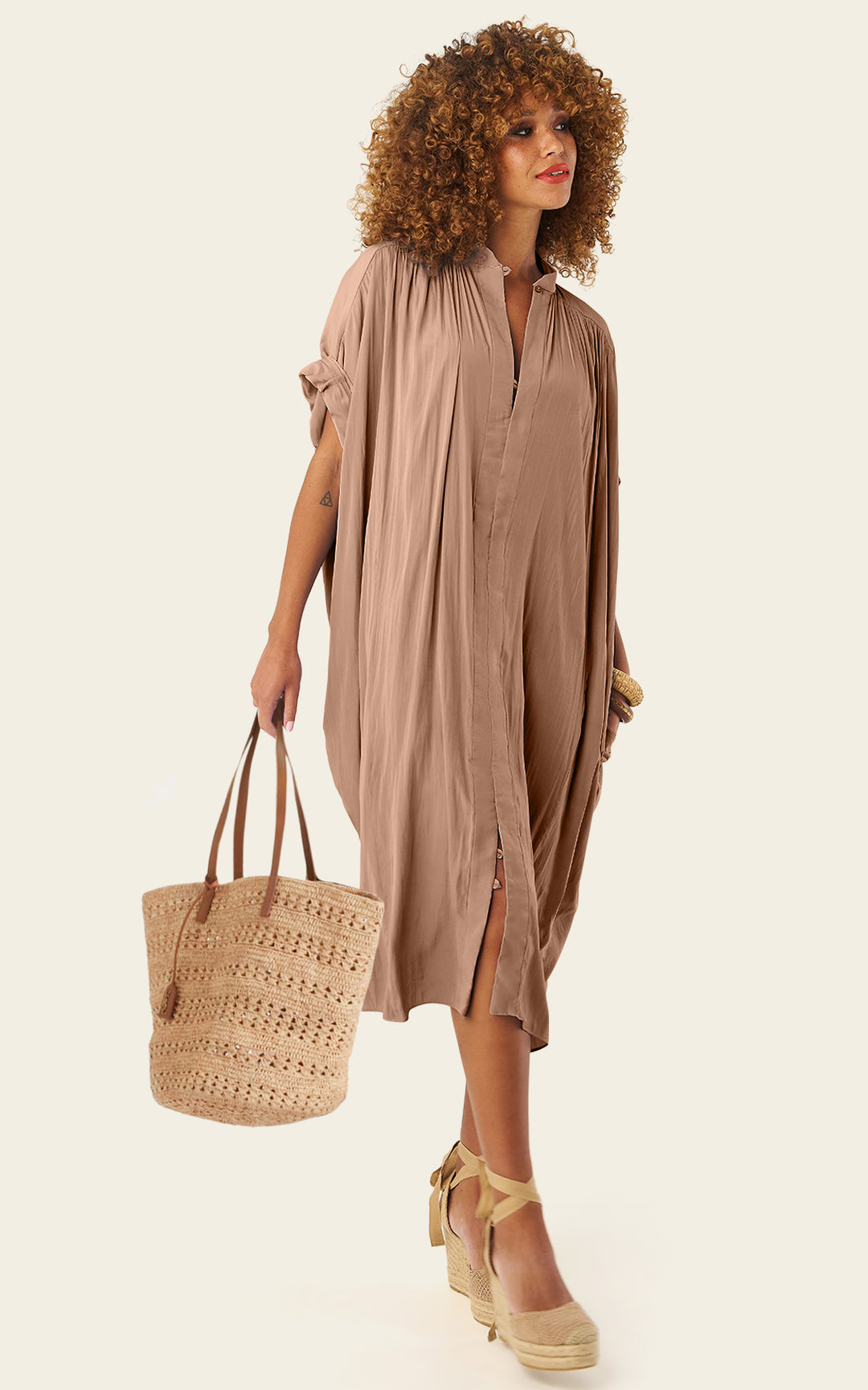 The Multiwear Shirt Dress - Chai Chameau, Petite
