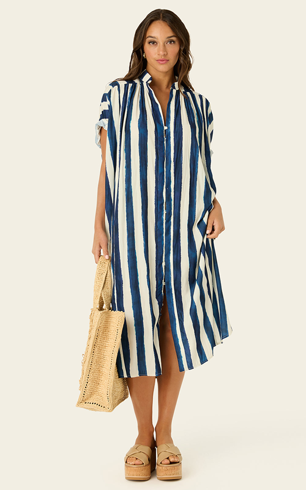 The Multiwear Shirt Dress - Shibori Stripe, Petite