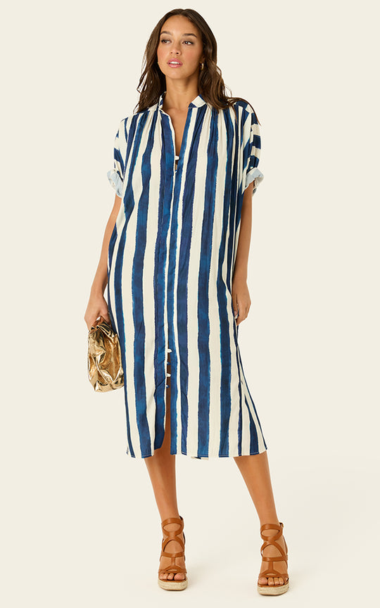 The Multiwear Shirt Dress - Shibori Stripe, Petite