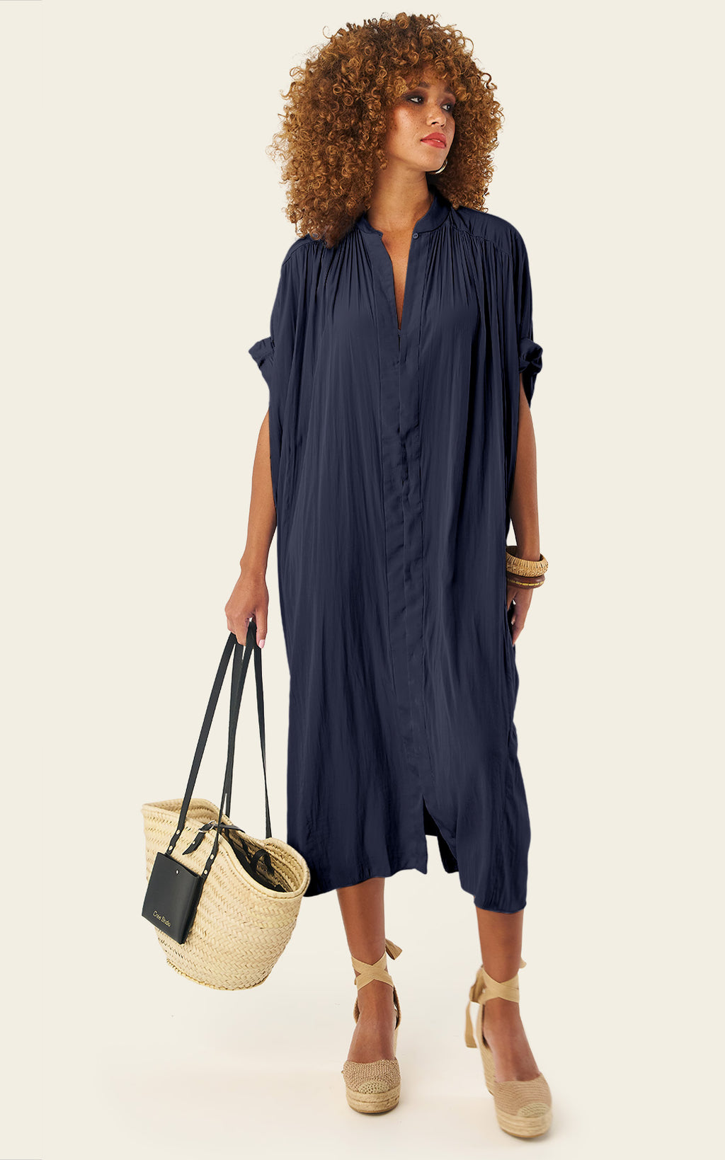 The Multiwear Shirt Dress - Night Sea, Midi