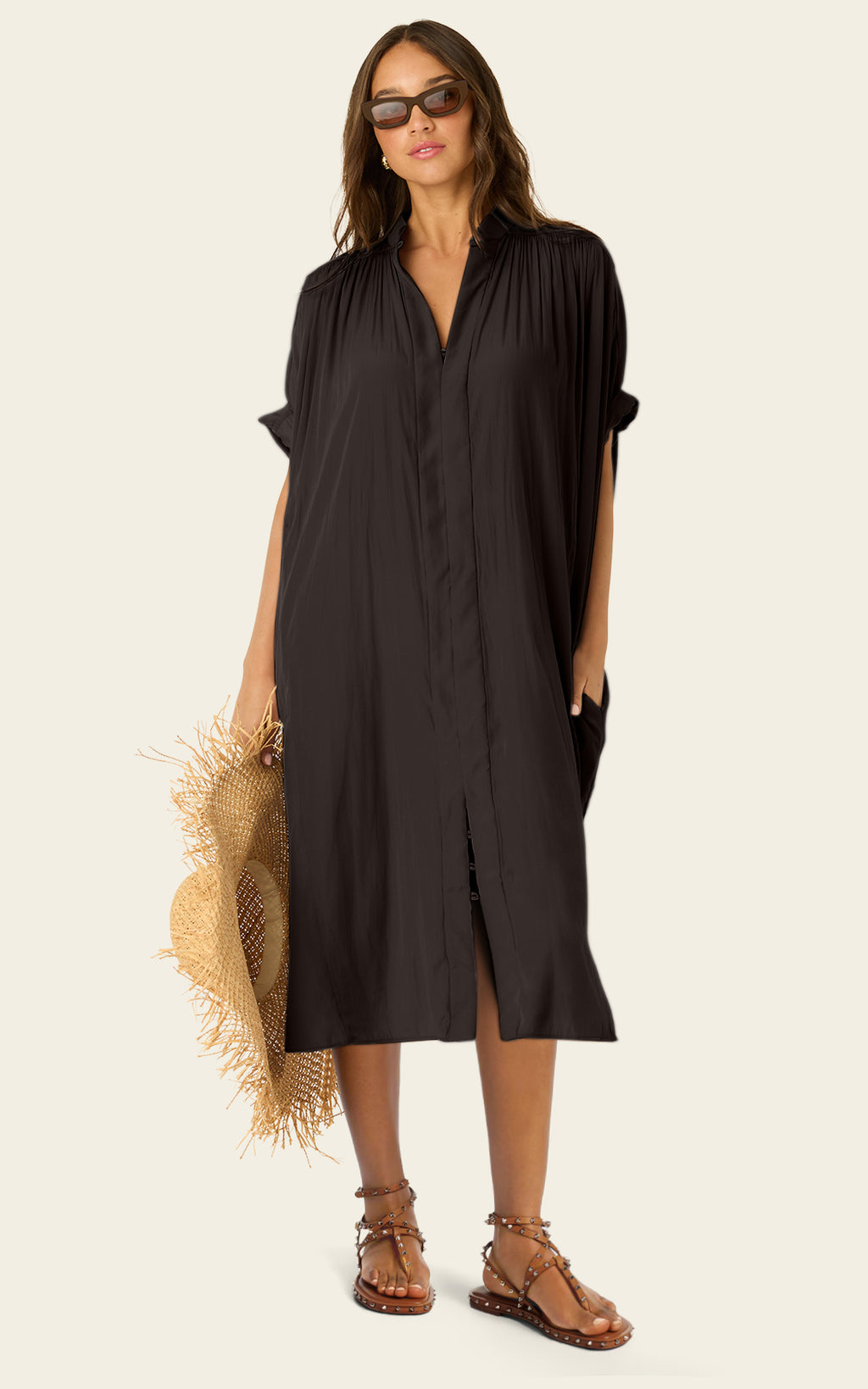 The Multiwear Shirt Dress - Black,  Petite