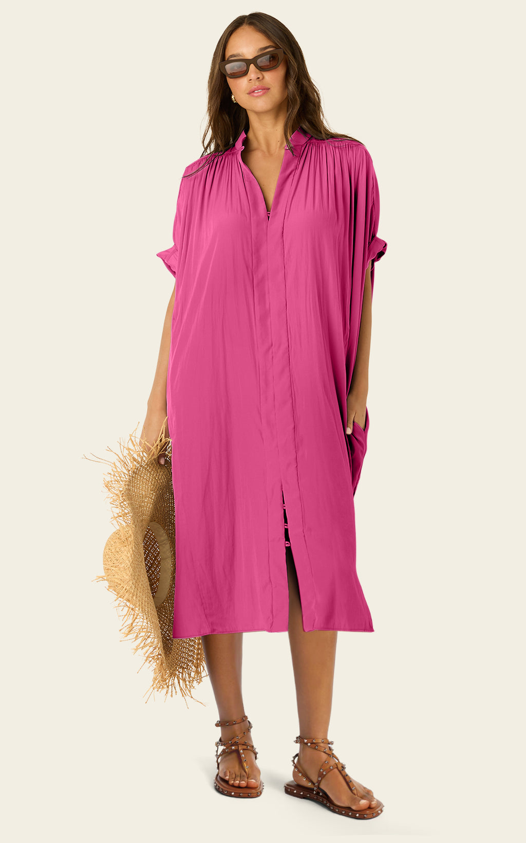 The Multiwear Shirt Dress - Peony Parfait, Petite